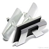 Volkswagen R 3D Metal Arma Amblem Logo Ön Siyah