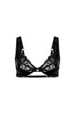 Brigette Siyah Saten Dantelli Balconette Sütyen
