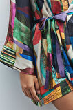 Fumée Coloré Desenli Kısa Saten Sabahlık / Kimono