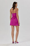 Addria Fuşya Askılı Kısa Saten Gecelik