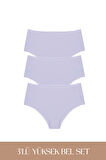Cotvie Lila Pamuklu Yüksek Bel 3'lü Set Külot
