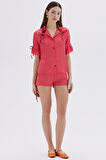 Seille Pembe Kısa Saten Pijama Takımı
