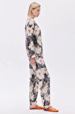 Ely Desenli Uzun Viskon Pijama Takımı