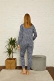 Akbeniz Kadın %100 Pamuk Penye Kışlık Pijama Takımı 3436
