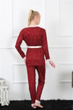 Akbeniz Kadın 3'lü Bordo Sabahlık Pijama Takım 16103