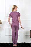 Akbeniz Kadın Mürdüm Kısa Kol Pijama Takım 20388