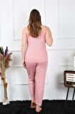 Akbeniz Kadın Büyük Beden Pudra İp Askılı Pijama Takım 202195
