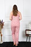 Akbeniz Kadın Büyük Beden Somon İp Askılı Pijama Takım 202196