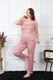 Akbeniz Kadın Büyük Beden Somon İp Askılı Pijama Takım 202198