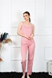 Akbeniz Kadın İp Askılı Somon Pijama Takım 4136