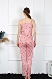 Akbeniz Kadın İp Askılı Somon Pijama Takım 4138