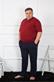 Akbeniz Büyük Beden Erkek Bordo Penye Pijama Takım 65010