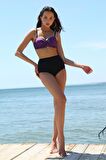 Akbeniz Kadın Yüksel Bel Straplez Mor Bikini 35006