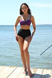 Akbeniz Kadın Yüksel Bel Straplez Mor Bikini 35006