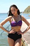 Akbeniz Kadın Yüksel Bel Straplez Mor Bikini 35006