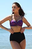 Akbeniz Kadın Yüksel Bel Straplez Mor Bikini 35006