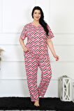 Akbeniz Kadın 5XL-6XL-7XL-8XL Büyük Beden Kısa Kol Pijama Takım 75009