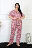 Akbeniz Kadın 5XL-6XL-7XL-8XL Büyük Beden Kısa Kol Pijama Takım 75009