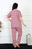 Akbeniz Kadın 5XL-6XL-7XL-8XL Büyük Beden Kısa Kol Pijama Takım 75009