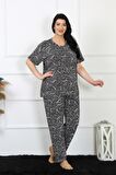 Akbeniz Kadın 5XL-6XL-7XL-8XL Büyük Beden Kısa Kol Pijama Takım 75011