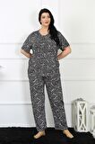 Akbeniz Kadın 5XL-6XL-7XL-8XL Büyük Beden Kısa Kol Pijama Takım 75011