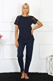 Akbeniz Kadın Kolu Dantelli Penye Pijama Takım 4150