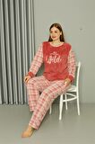 Akbeniz Welsoft Polar Kadın Büyük Beden Pudra Pijama Takımı 808040