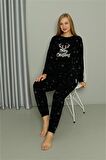 Akbeniz Merry Christmas Welsoft Polar Kadın Pijama Takımı 8514
