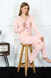 Akbeniz Kadın Penye Uzun Kol Önden Düğmeli Pijama Takım 2778
