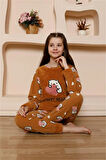 Akbeniz Kız Çocuk WelSoft Polar Sütlü Kahve Pijama Takımı 20523