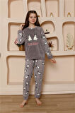 Akbeniz Kız Çocuk WelSoft Polar Gri Pijama Takımı 20524