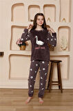 Akbeniz Kız Çocuk WelSoft Polar Mürdüm Pijama Takımı 20525