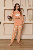 Akbeniz Kız Çocuk WelSoft Polar Turuncu Pijama Takımı 20527