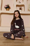 Akbeniz Kız Çocuk WelSoft Polar Mürdüm Pijama Takımı 20525