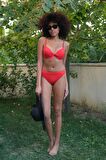 Akbeniz Kadın Destekli Fiyonklu Alt Üst Kırmızı Bikini Takım 35008