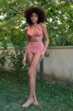 Akbeniz Kadın Fırfırlı Yüksek Bel Kiremit Alt Üst Bikini Takım 35010