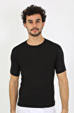 Akbeniz Erkek Sıfır Yaka Likralı Siyah T-Shirt 65710