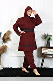 Akbeniz Büyük Beden Tesettür Mayo 7XL-8XL-9XL-10XL Bordo 55010