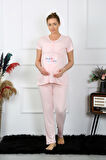 Akbeniz Kadın Kısa Kol Hamile Lohusa Pijama Takımı Pudra 45210