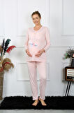 Akbeniz Kadın Uzun Kol Hamile Lohusa Pijama Takımı Pudra 45501
