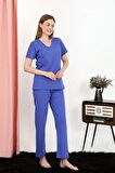 Akbeniz Kadın Kısa Kol Pamuk Penye Pijama Takım Saks 4213
