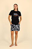 Akbeniz Kadın Şortlu Kısa Kol Penye Pijama Takım Siyah 3622