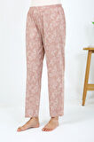 Akbeniz Kadın Penye Çiçek Desenli Tek Alt Pijama 27531 Pudra