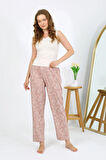 Akbeniz Kadın Penye Çiçek Desenli Tek Alt Pijama 27531 Pudra