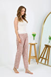 Akbeniz Kadın Penye Çiçek Desenli Tek Alt Pijama 27531 Pudra
