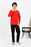 Akbeniz Erkek Çocuk Uzun Kol Penye Pijama Takım 20437 Kırmızı