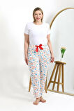 Akbeniz Kadın Pamuklu Büyük Beden Alt Pijama 27558 Ekru