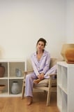 Akbeniz Kadın Lila Oversize Saten Pijama Takımı