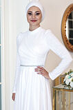 Işıl Tesettür Abiye Beyaz