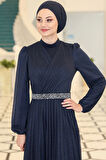 Dila Tesettür Abiye Lacivert